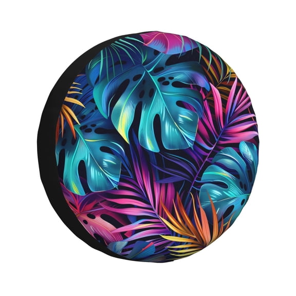 Kdxio Colorful Tropical Leaves for Tire Cover Wheel Protectors Tyre Covers Weatherproof Wheel Covers Universal Fit for Trailer Rv SUV Truck Camper Travel Trailers 15 inch