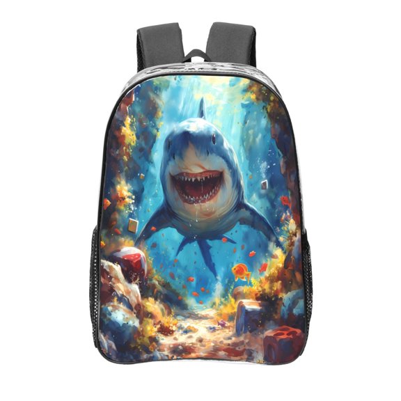 Kdxio Colorful Underwater Shark Clear Backpack, Transparent Bookbag for School for Women Men, Capacity Clear Bag for College, Travel