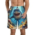 thumbnail image 1 of Kdxio Colorful Underwater Shark Pattern Mens Casual Shorts - Drawstring Summer Beach Sports Shorts for Men, 1 of 5