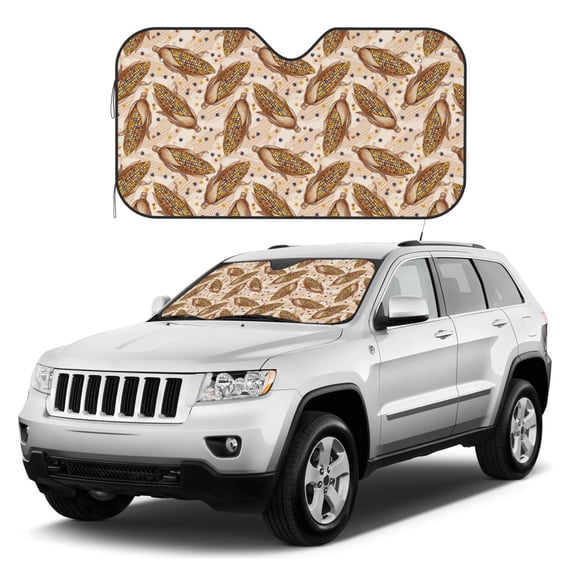 Kdxio Colorful Vintage Corn Print Windshield Sun Shade, Foldable Sun Blocker for Car,Truck,SUV Automotive Interior Sun Protection,Reflective Shade for Front Windshield(Small)