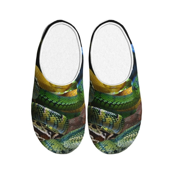 Kdxio Colorful Viper Snake Women's Men's Slippers Plush Slip-On House Slipper for Winter Indoor Soft Cushion Non-slip Fluffy Slides Slippers-39/40