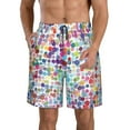 thumbnail image 1 of Kdxio Colorful Watercolor Dots Pattern Mens Casual Shorts - Drawstring Summer Beach Sports Shorts for Men, 1 of 9