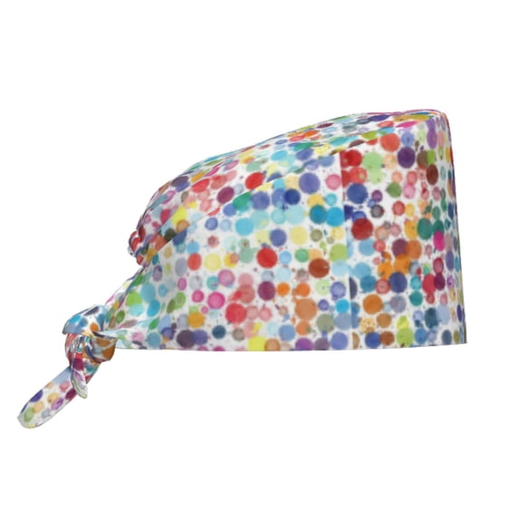 Kdxio Colorful Watercolor Dots Pattern Turban Hat for Women Men Comfortable Adjustable Cleaning Working Cap with Sweatband
