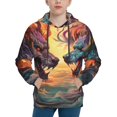thumbnail image 1 of Kdxio Colorful Wave Dragon Head Pattern Boys Athletic Unisex Boys Girls Hoodie with Pocket Sweatshirts-Medium, 1 of 6