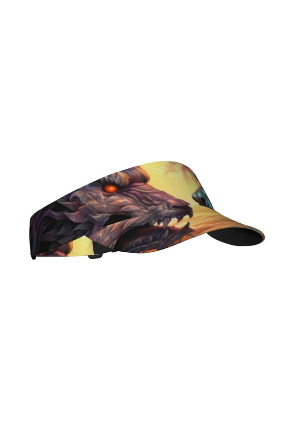 Colorful Wave Dragon Head Print Sun Visor Hat Golf Visor Adjustable Velcro Outdoor Sports Cap for Men Women