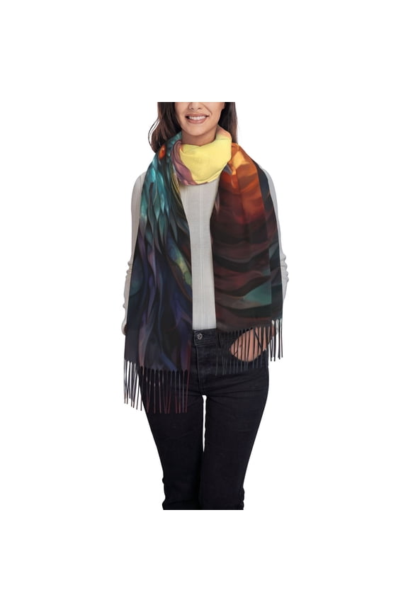 Colorful Wave Dragon Head Women's Scarf Womens Winter Scarf, Fashion Scarfs for Women, Shawls and Wraps, Long Blanket Scarf