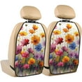 thumbnail image 1 of Kdxio Colorful Wildflower Meadow Print 2 Pack Car Kick Mat Seat Cover Back Protector Mat with Pockets for Organizer Backseat Protector and Storage Anti Kick Pad for Vehicles, 1 of 6