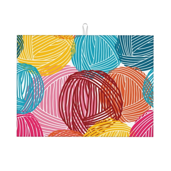 Kdxio Colorful Wool Balls for Dish Drying Mat,24*18 inch Absorbent Dish Drainer Kitchen Counter,Large Size Dish Drying Pad for Countertops,Draining Racks