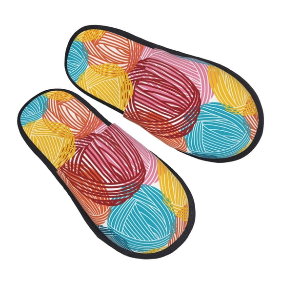 Kdxio Colorful Wool Balls Pattern Slippers for Women Memory Foam Fuzzy House Slippers Bedroom Non-slip Warm Womens Slippers