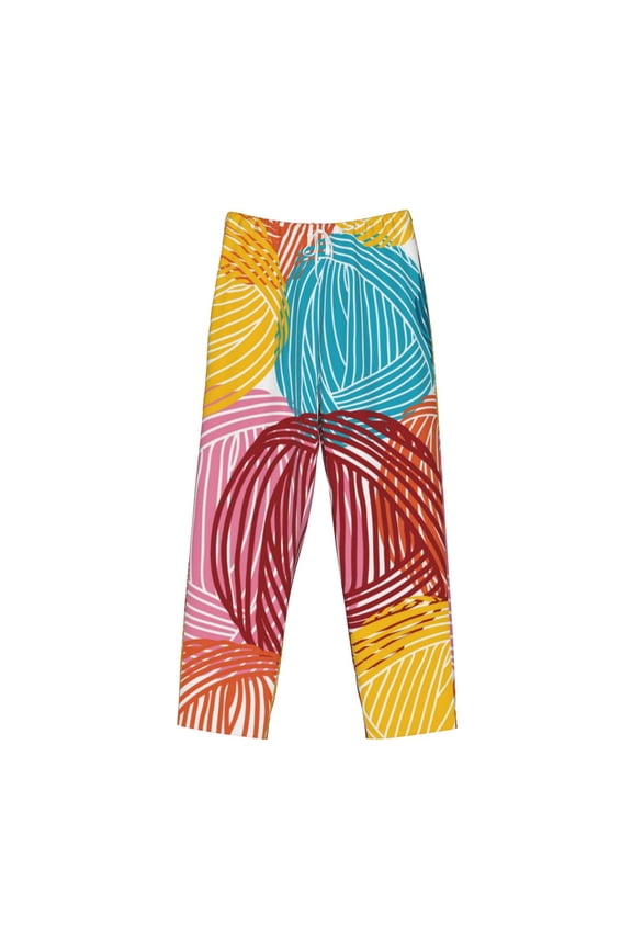 Colorful Wool Balls Print Men's Sleep Pajama Pant Lounge Pants with Pockets