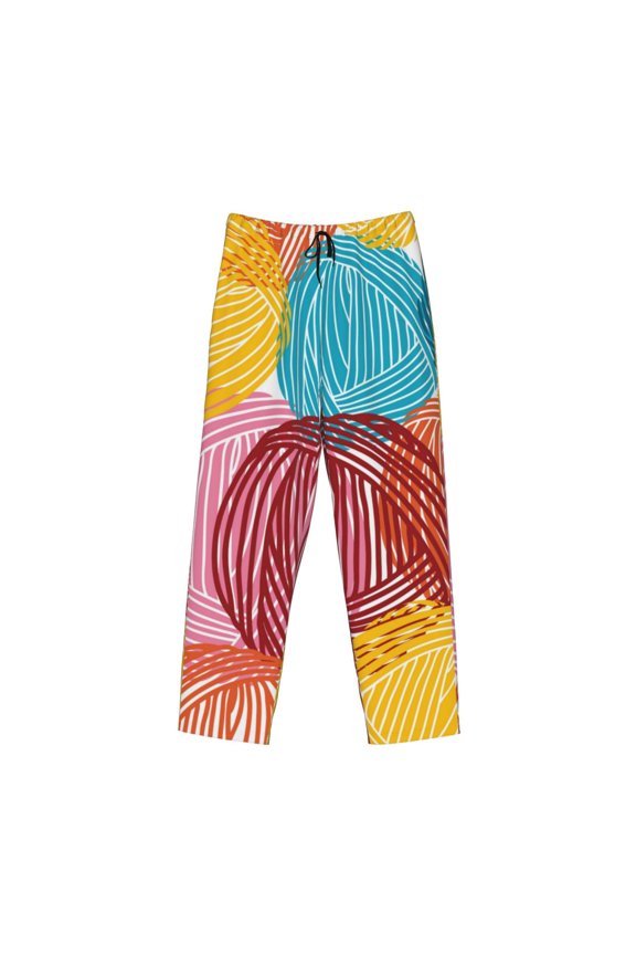 Colorful Wool Balls Print Men's Sleep Pajama Pant Lounge Pants with Pockets