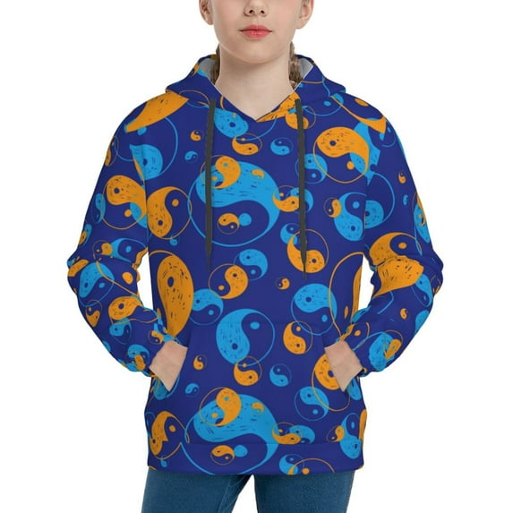 Kdxio Colorful Yin Yang Pattern Boys Athletic Unisex Boys Girls Hoodie with Pocket Sweatshirts-Large