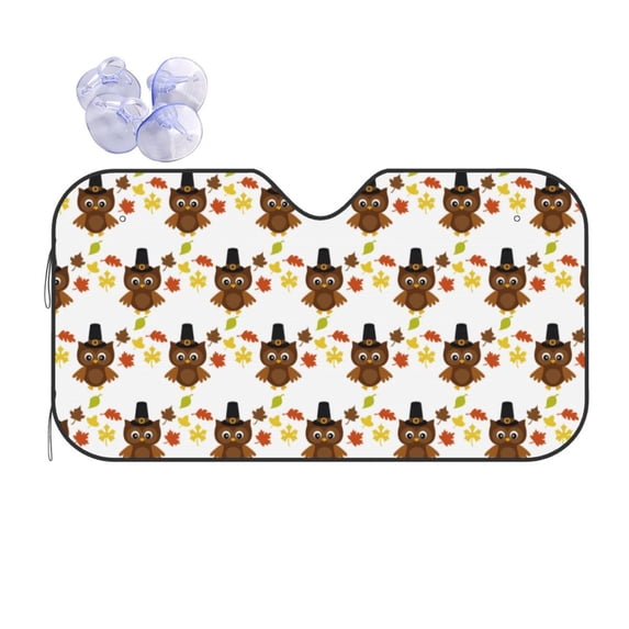 Kdxio Colorful maple leaf owl Print Front Windshield Sun Shade,Folding Auto Sunshade for Car Truck SUV-Small