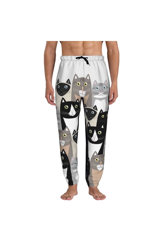 Colors Cats Pattern Joggers,Sweatpants for Men with Pockets-Small