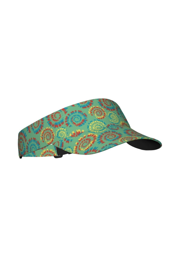 Colourful Tie Dye Print Sun Visor Hat Golf Visor Adjustable Velcro Outdoor Sports Cap for Men Women