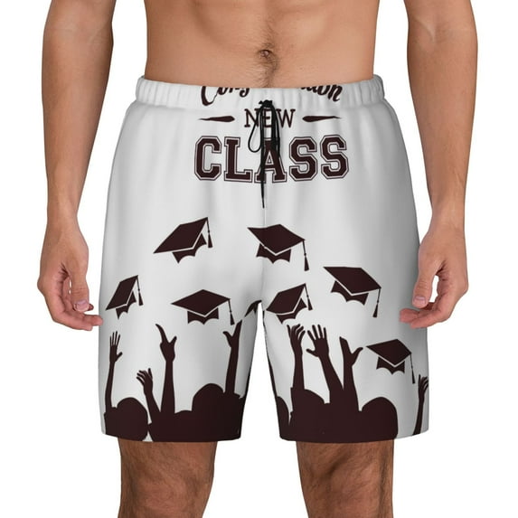 Kdxio Congratulation New Class Print Men'S Swim Trunks With Compression Liner 7 Inch Inseam Quick Dry Swim Shorts