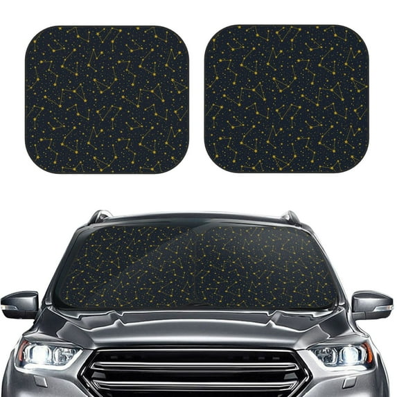 Kdxio Constellation Print 2-Piece Sun Shade Front Windshield - Foldable Car Front Window Sunshades for Most Sedans SUV Truck