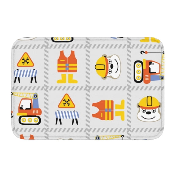 Kdxio Construction Equipments Worker,16" x 24", Non-Slip Front Door Mats,Outdoor Welcome Mat Washable
