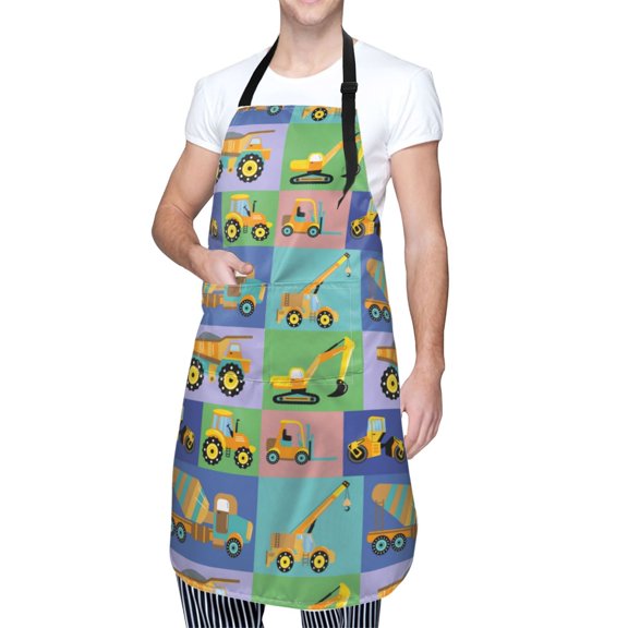 Kdxio Construction Machinery Apron with Pockets Adjustable Kitchen Aprons for Men Women Waterproof Aprons for Cooking,Drawing,Crafting, Baking Household Cleaning