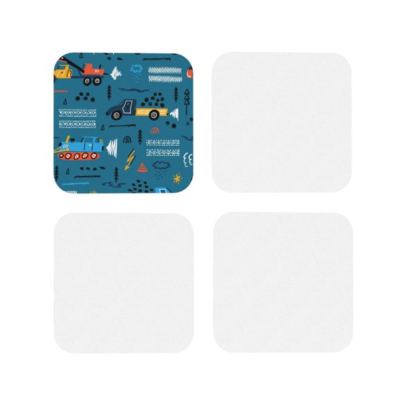 Kdxio Construction Trucks Funny Coasters,4 Pcs Leather Coasters,Housewarming Gifts,Protect Furniture From Water Marks Scratch And Damage