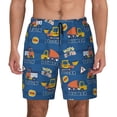 thumbnail image 1 of Kdxio Construction Vehicles Print Men's Swim Trunks with Compression Liner 7 Inch Inseam Quick Dry Swim Shorts, 1 of 7
