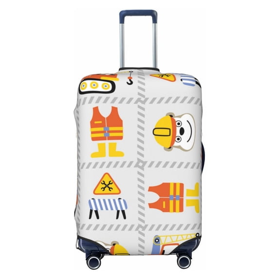 Kdxio Construction signs Pattern Luggage Cover for Travel,Elastic and Durable,Fits 18-32 Inch,Anti-Scratch Suitcase Protector
