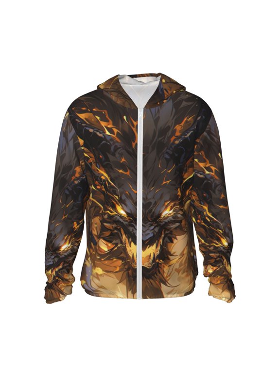 Cool Black Gold Dragon Print Women Men Sun Protection UPF 50+ Jackets Zip Up Long Sleeve Hoodie Hiking Lightweight with Pockets