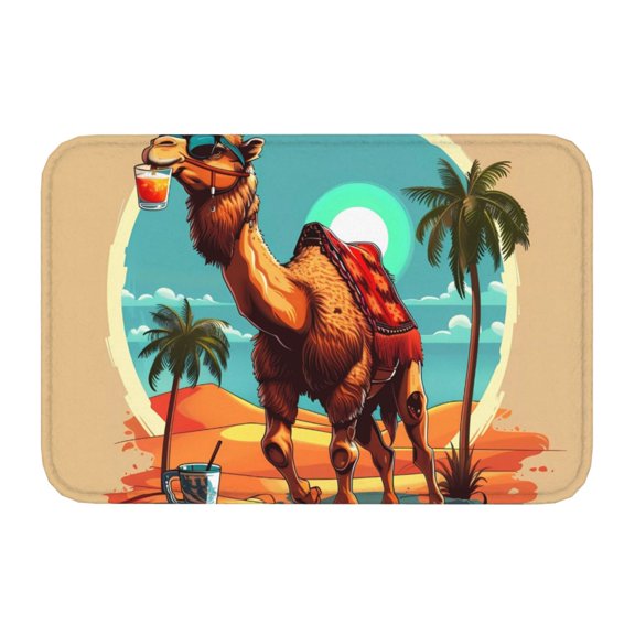 Kdxio Cool Camel Oasis Vibes,16" x 24", Non-Slip Front Door Mats,Outdoor Welcome Mat Washable