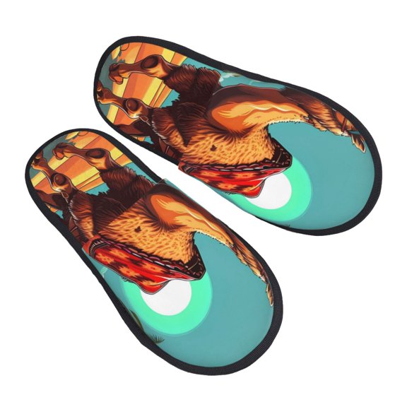 Kdxio Cool Camel Oasis Vibes Pattern Slippers for Women Memory Foam Fuzzy House Slippers Bedroom Non-slip Warm Womens Slippers