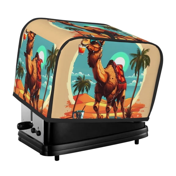 Kdxio Cool Camel Oasis Vibes Print Toaster Cover Bread Machine Cover Fits for Most Standard 2 Slice Toasters,Keep Toaster Free From Dust And Fingerprint Oven Dustproof Cover