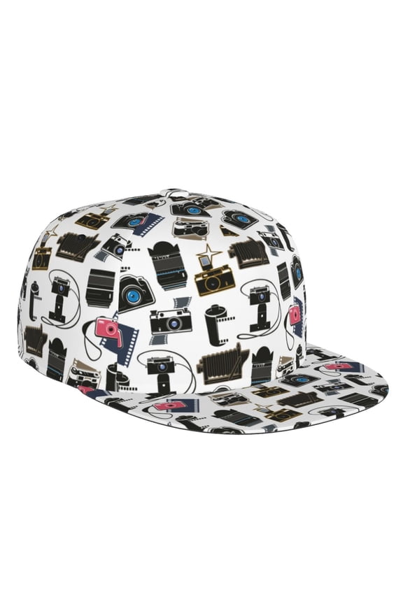 Cool Camera Print Snapback Hat for Men Women,Adjustable Baseball Cap