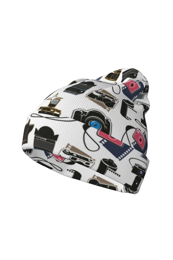 Cool Camera Winter Beanie for Men Women Beanie Knit Hat Cuffed Cap Beanie Knit Chunky Snow Cap