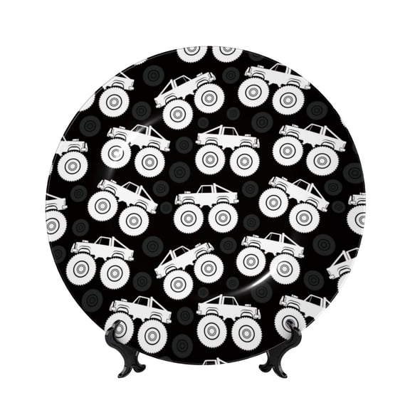 Kdxio Cool Car Bone China Decorative Plate Ceramic Decorative Plate for Home Office Wall Stand Decorative Plates for Home Bedroom-7in