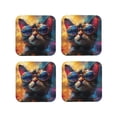 thumbnail image 1 of Kdxio Cool Cat With Sunglasses Funny Coasters,4 Pcs Leather Coasters,Housewarming Gifts,Protect Furniture from Water Marks Scratch and Damage, 1 of 6