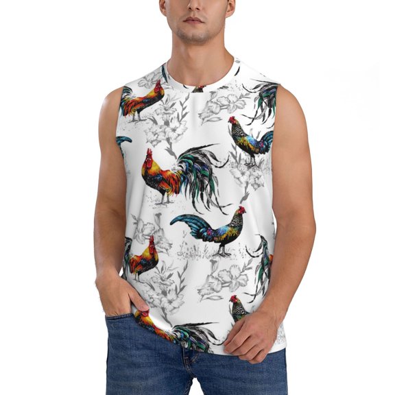 Kdxio Cool Chicken for Men's Muscle T-shirt,Sleeveless for Workout Running Athletic Gym Lounge Casual