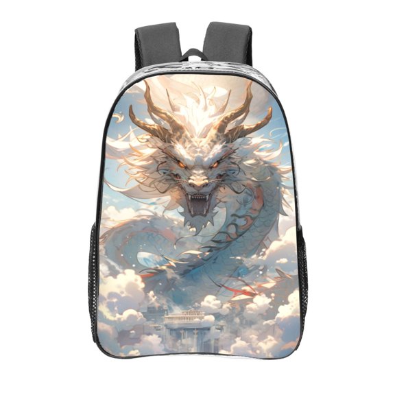 Kdxio Cool Cloud White Dragon Clear Backpack, Transparent Bookbag for School for Women Men, Capacity Clear Bag for College, Travel