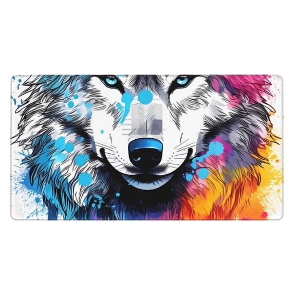 Kdxio Cool Colorful Wolf Print Large Gaming Mouse Pad,Non-Slip Base,Water Resist Keyboard Pad for Gamer,Office & Home,29.5 x 15.8 in