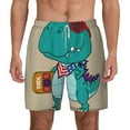 thumbnail image 1 of Kdxio Cool Dino Playing Skateboard Print Men'S Swim Trunks With Compression Liner 7 Inch Inseam Quick Dry Swim Shorts, 1 of 7