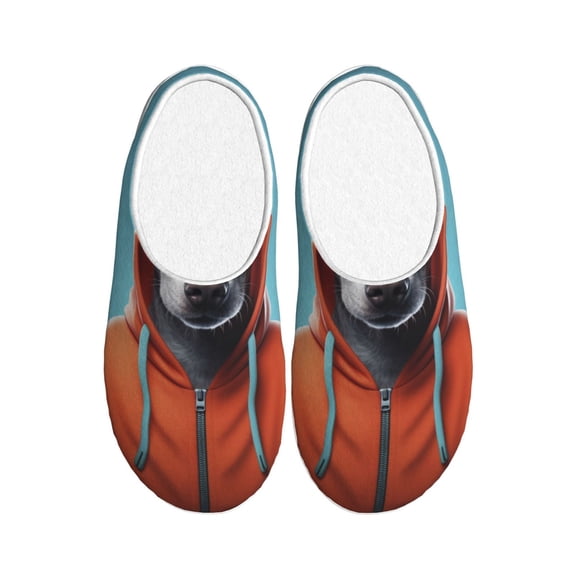 Kdxio Cool Dog In Hoodie Women's Men's Slippers Plush Slip-On House Slipper for Winter Indoor Soft Cushion Non-slip Fluffy Slides Slippers-39/40