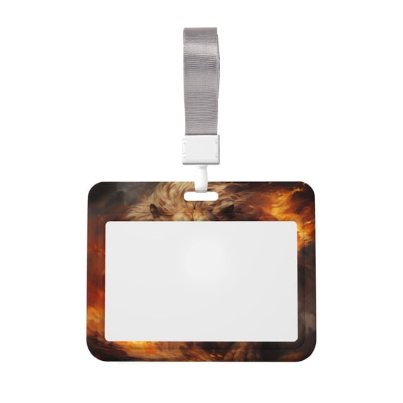 Kdxio Cool Fire Lion Card Badge Holder Work Badge Sleeve for Office, School, Factory, ID Credit Cards, Driver Licenses and Passes