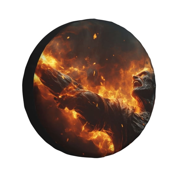 Kdxio Cool Fire Man for Tire Cover Wheel Protectors Tyre Covers Weatherproof Wheel Covers Universal Fit for Trailer Rv SUV Truck Camper Travel Trailers 16 inch