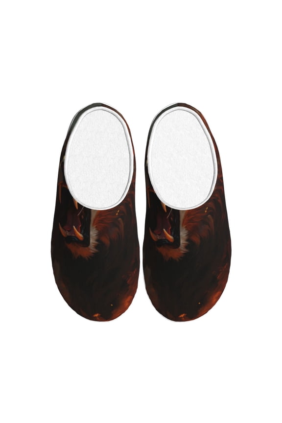 Cool Flame Lion A Women's Men's Slippers Plush Slip-On House Slipper for Winter Indoor Soft Cushion Non-slip Fluffy Slides Slippers-39/40