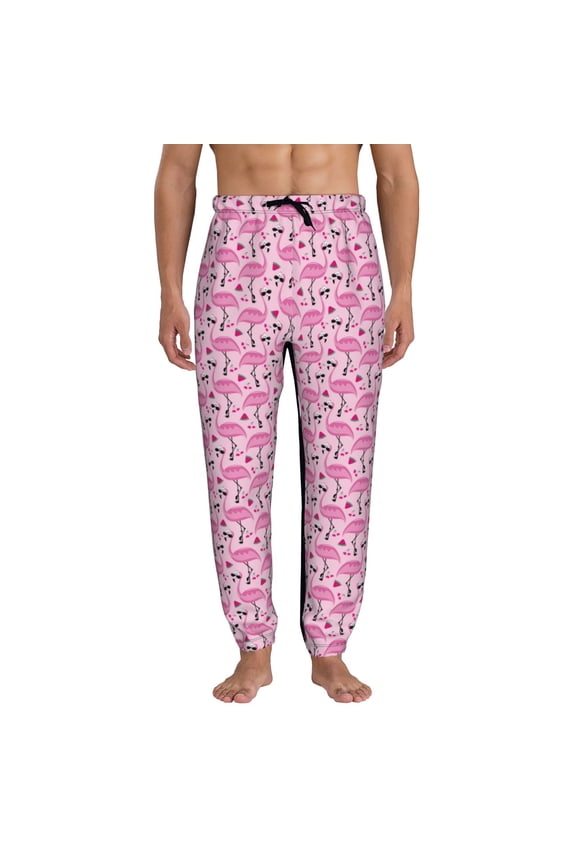 Cool Flamingos Pattern Joggers,Sweatpants for Men with Pockets-Large