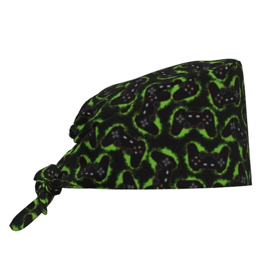 Kdxio Cool Gamepad Pattern Turban Hat for Women Men Comfortable Adjustable Cleaning Working Cap with Sweatband