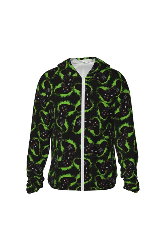 Cool Gamepad Print Women Men Sun Protection UPF 50+ Jackets Zip Up Long Sleeve Hoodie Hiking Lightweight with Pockets