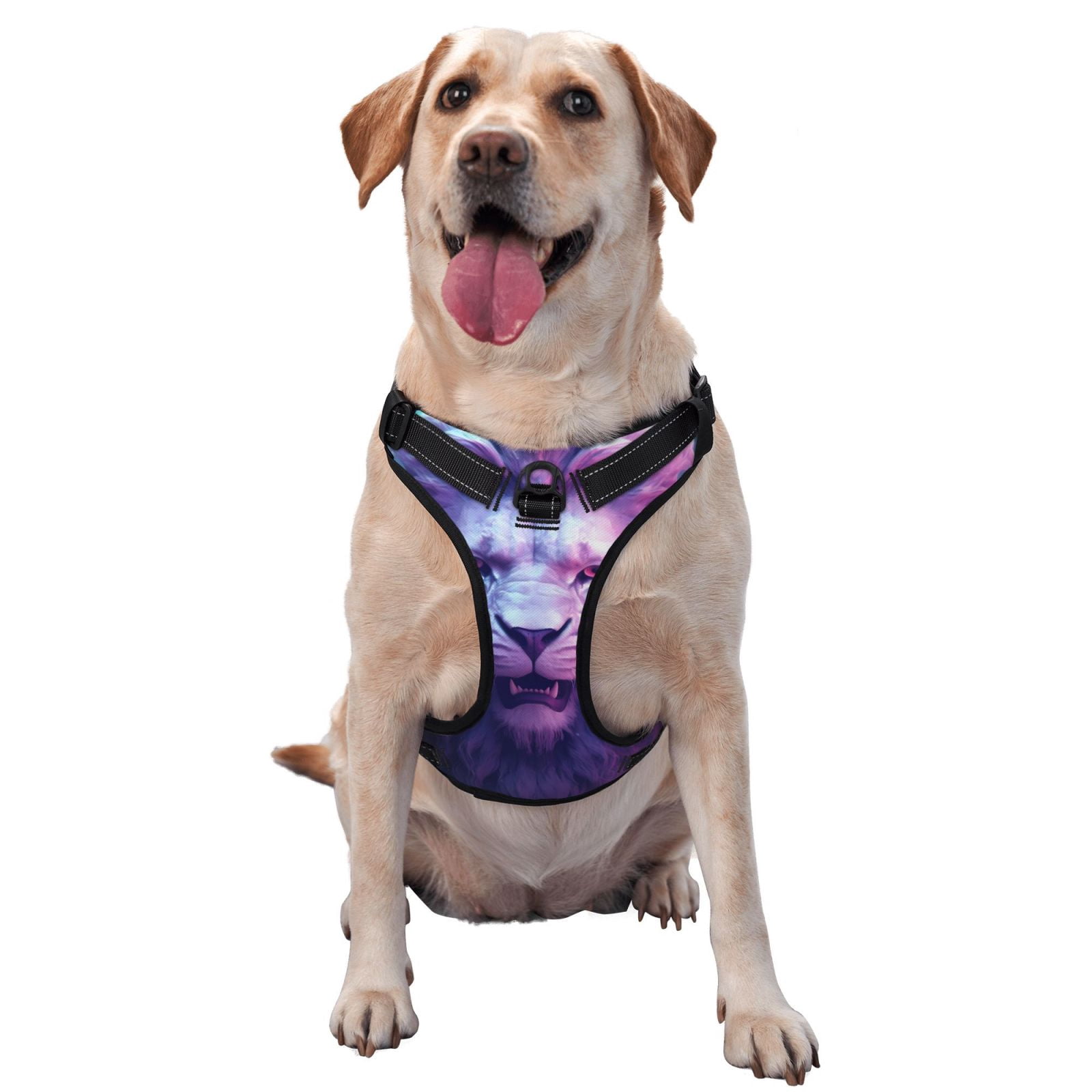 Kdxio Cool Lion Head Print No Pull Dog Harness Adjustable Reflective Oxford Easy Control Medium Large Dog Harness for Training and Everyday-Large