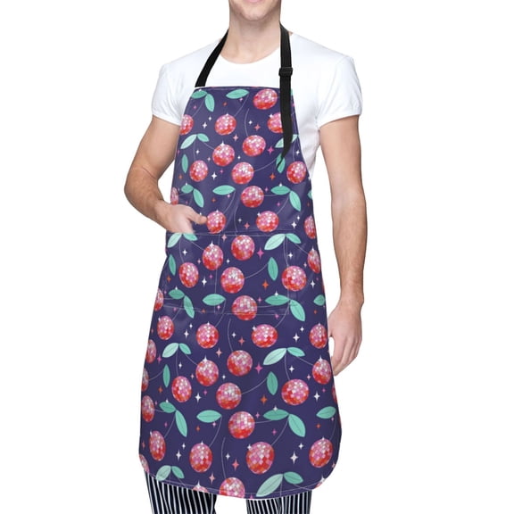 Kdxio Cool Mirror Cherries Apron with Pockets Adjustable Kitchen Aprons for Men Women Waterproof Aprons for Cooking,Drawing,Crafting, Baking Household Cleaning