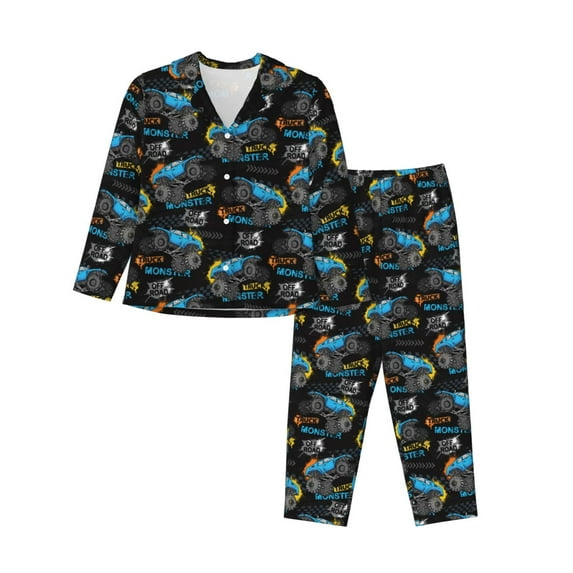 Kdxio Cool Off-Road Vehicle Women's Pajama Sets Long Sleeve Button Down Sleepwear Nightwear Soft Pjs Lounge Sets-Small