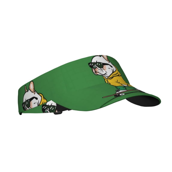 Kdxio Cool Skateboarding Bulldog Print Sun Visor Hat Golf Visor Adjustable Velcro Outdoor Sports Cap for Men Women