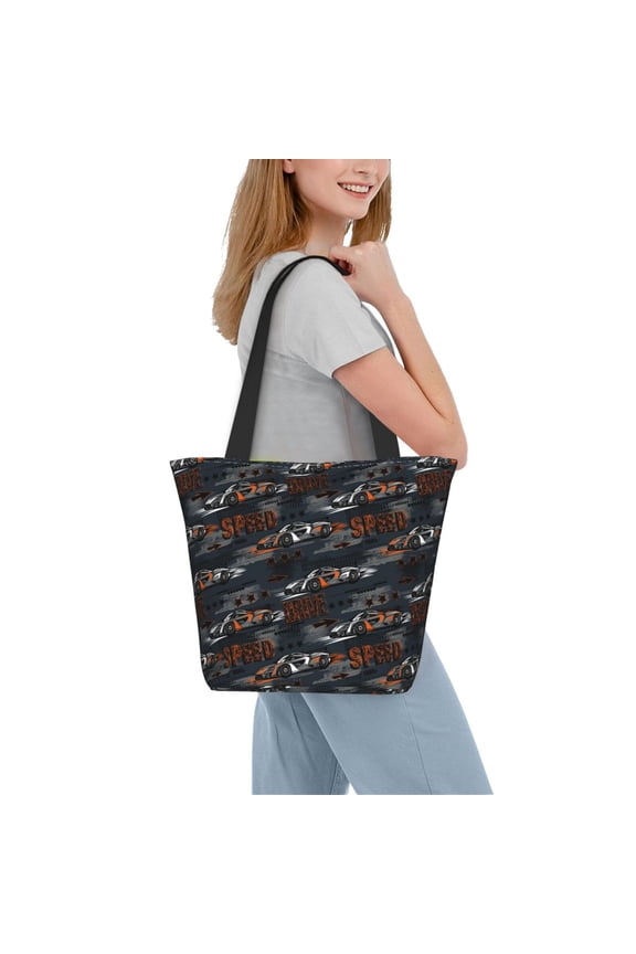 Cool Sports Car Women Reusable Grocery Bags Foldable Ripstop,Reusable Shopping Bags for Shopping,Gym,Gift